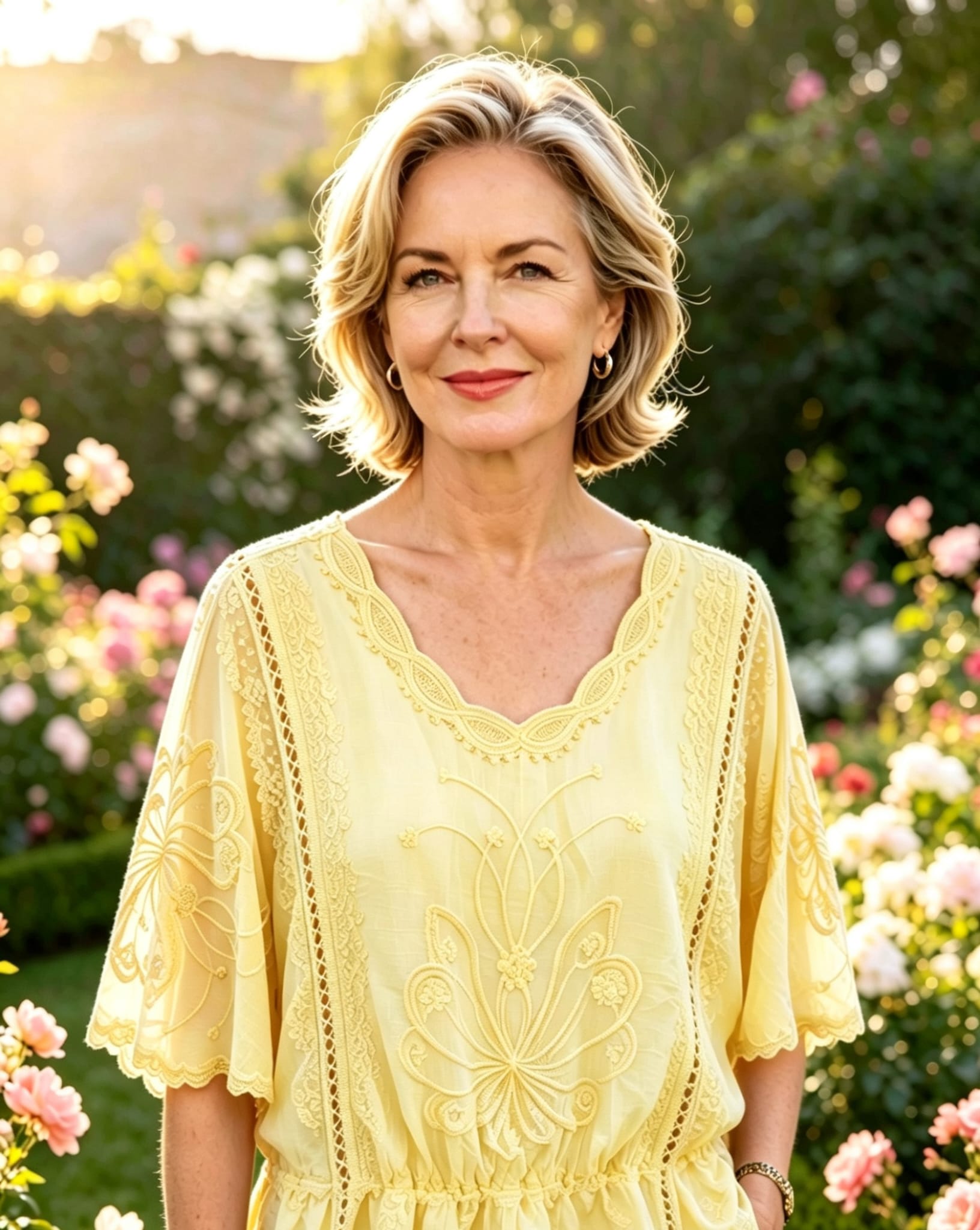 Floral Lace Butterfly Sleeve Blouse