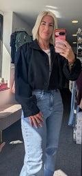 Zara Inspired Cropped Jacket With Ruched Shoulder Detail