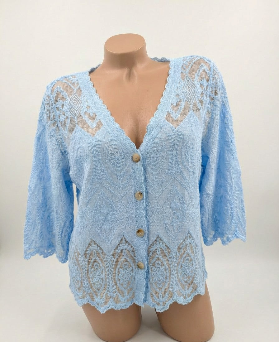 Floral Lace Button Down Blouse