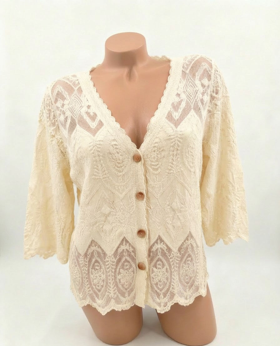Floral Lace Button Down Blouse