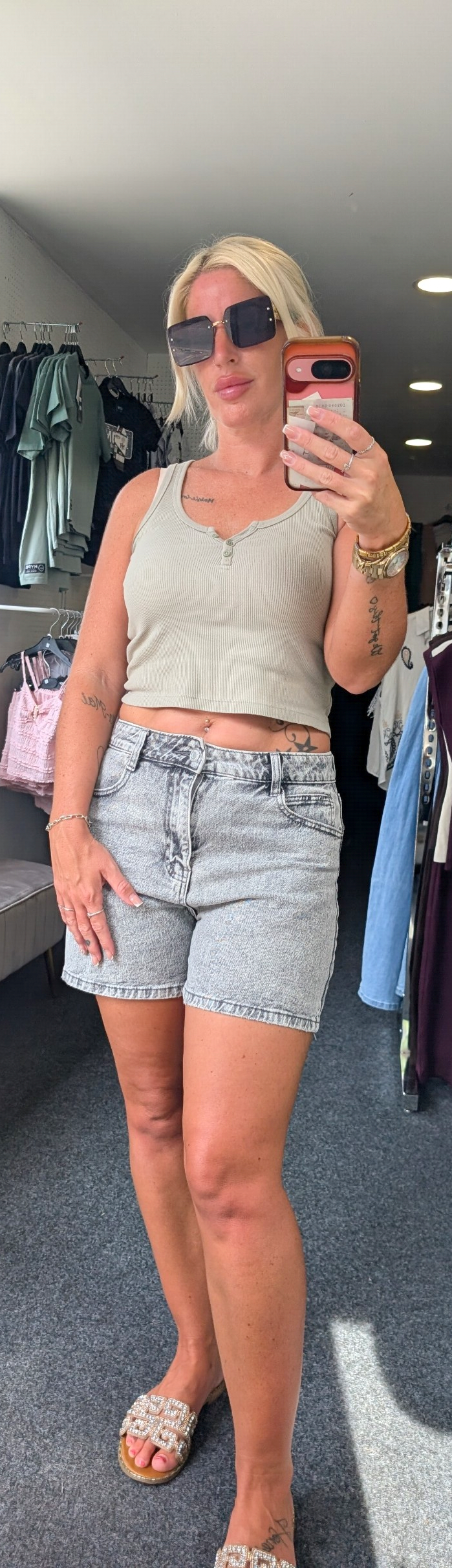 Faded Denim Shorts