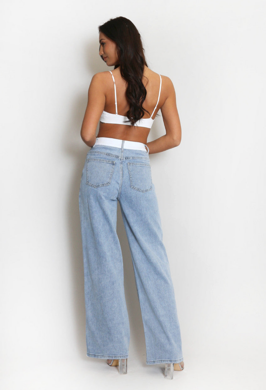 Contrast Waistband Jeans