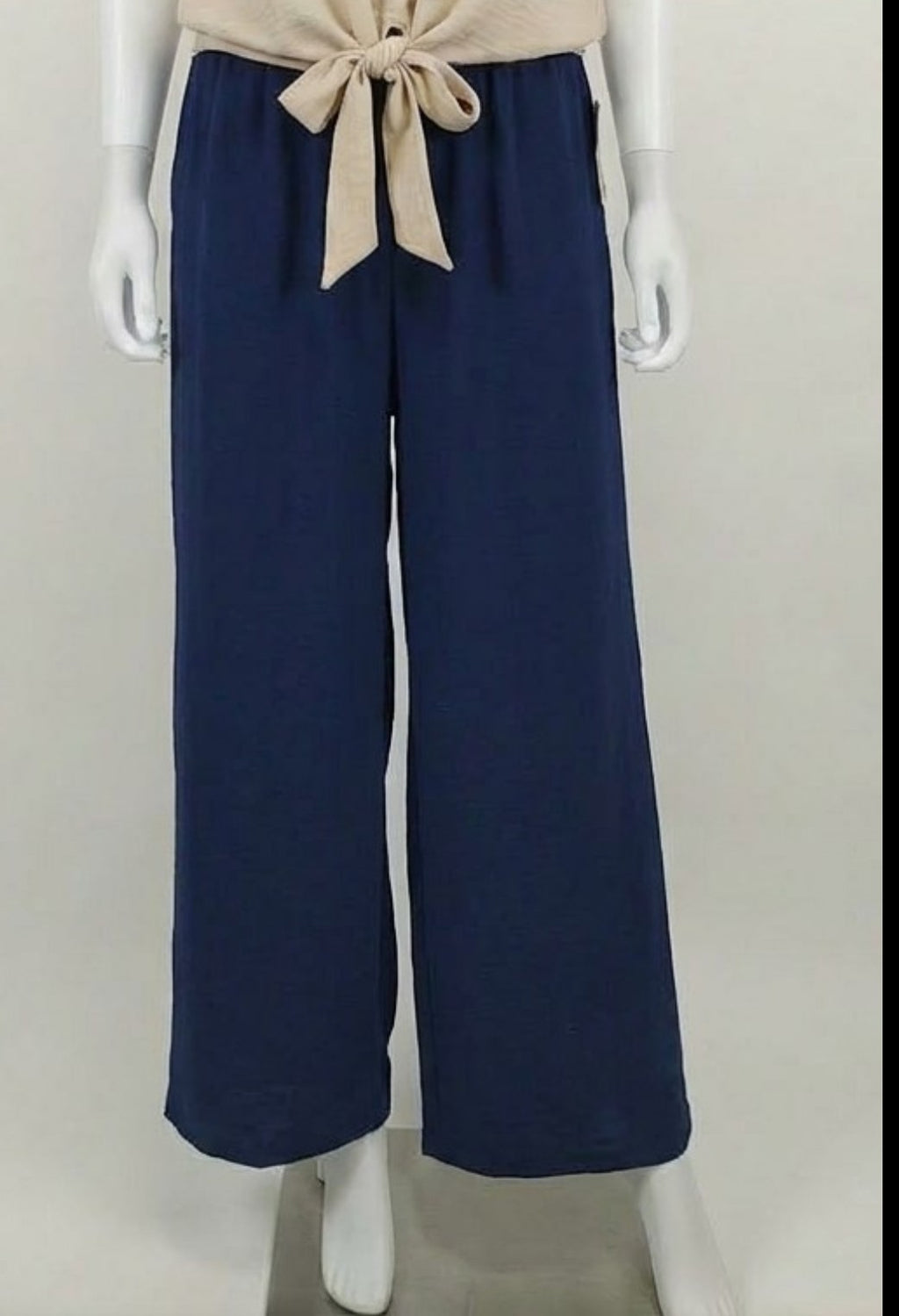 Tie Waist Wide Leg Trousers
