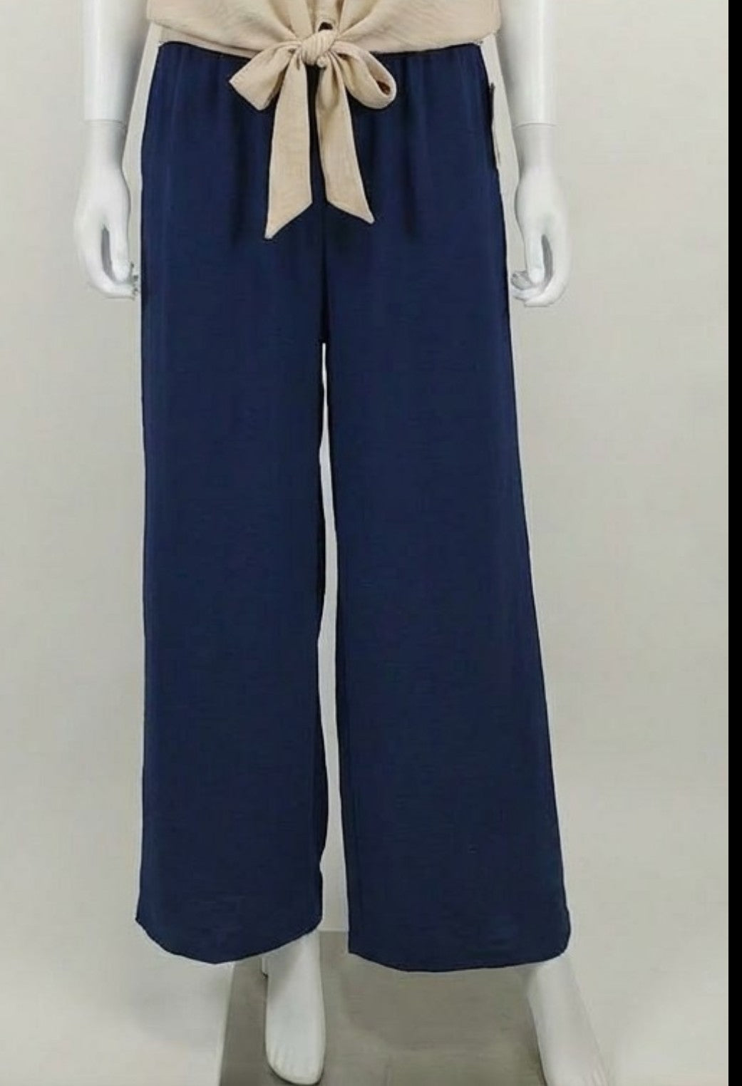Tie Waist Wide Leg Trousers