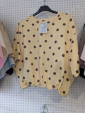 Polka Dot Bubble Hem Cropped Scuba Top