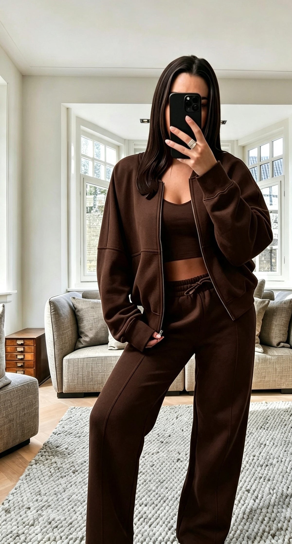 Fleece Zip Front Bomber Sweatshirt & Joggers Loungewear Co-Ord Set
