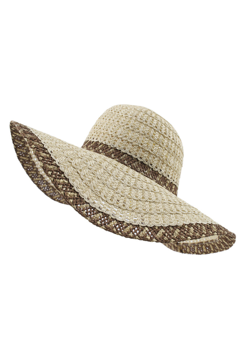 Contrast Natural Woven Sun Hat