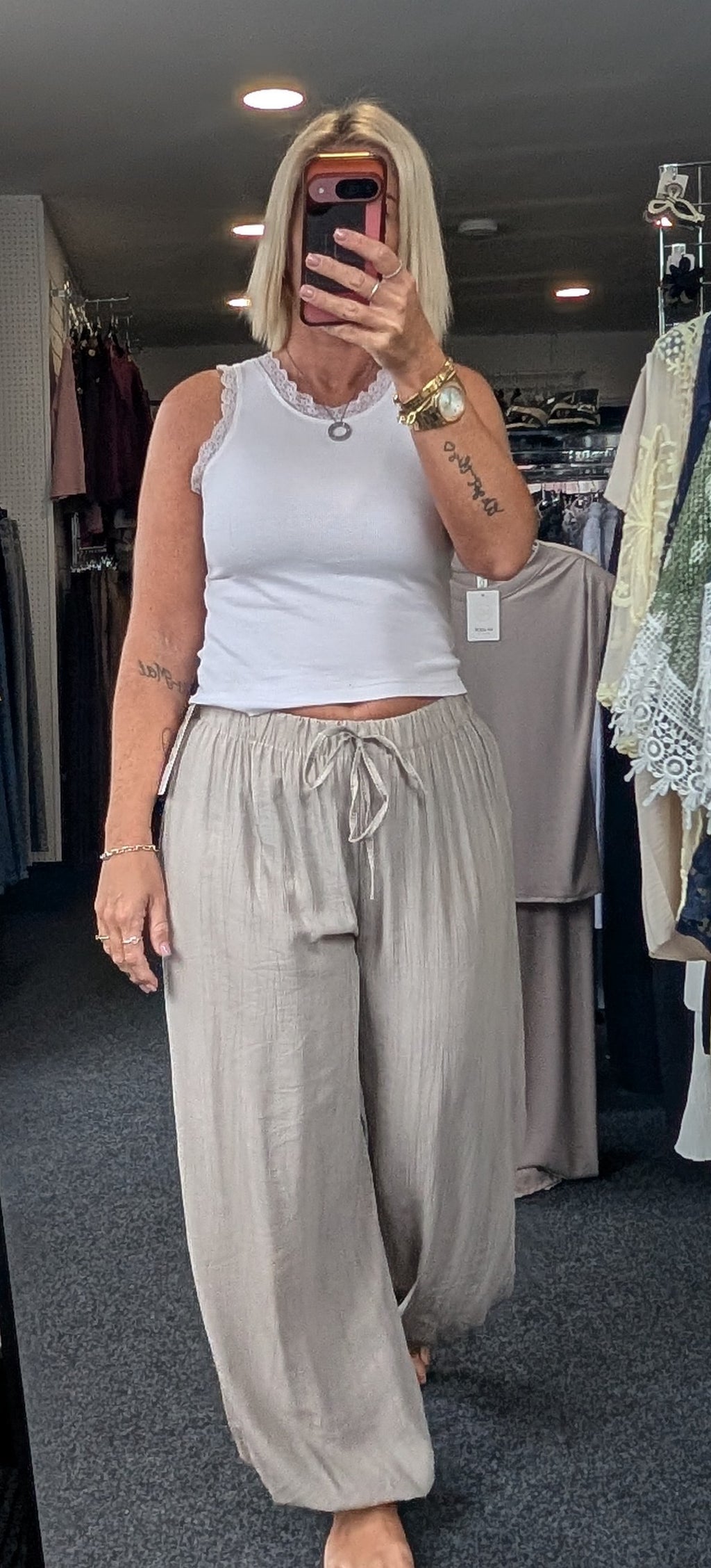 Balloon Trousers With Texture and Elasticated Waist & Cuffs
