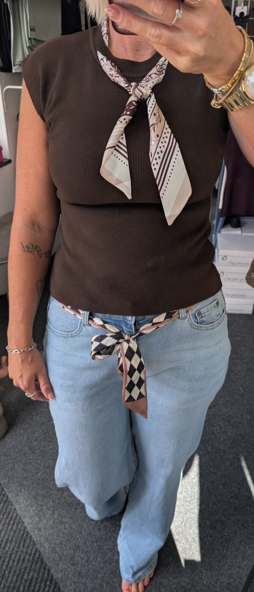 Soft Knit Top With Scarf