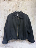 Cropped Corduroy Cuff And Collar Bomber Jacket