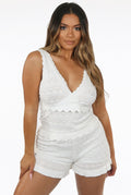 White Zig Zag Pattern Knitted Top & Shorts Set